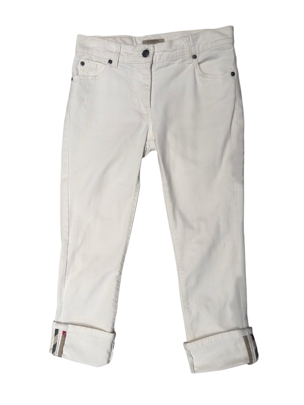 Burberry London Nova Check Inseam White Jeans Size 2 (24)